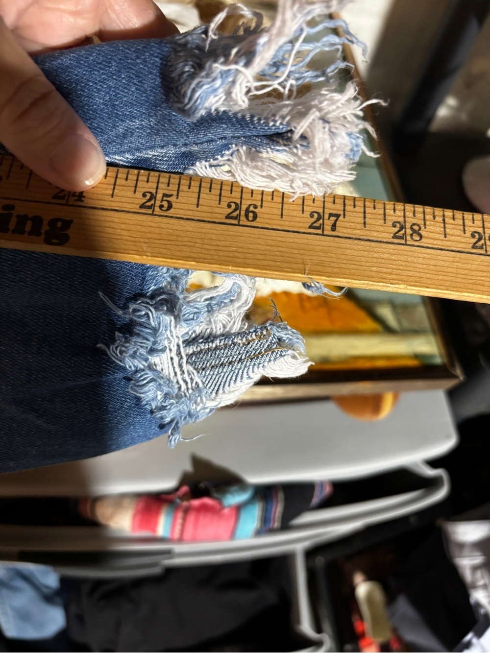 KanCan Distressed Blue Capri Jeans Frayed Hem Size 20 - Picture 9 of 9